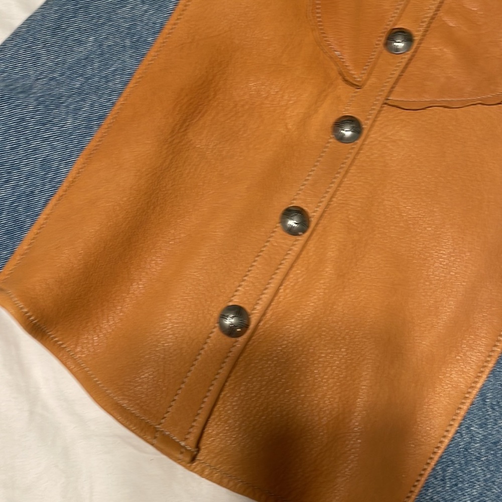Leather & Jean Button-up Shirt - Picture 2 of 10
